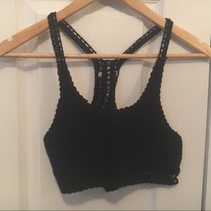 Black Crochet Cropped Top